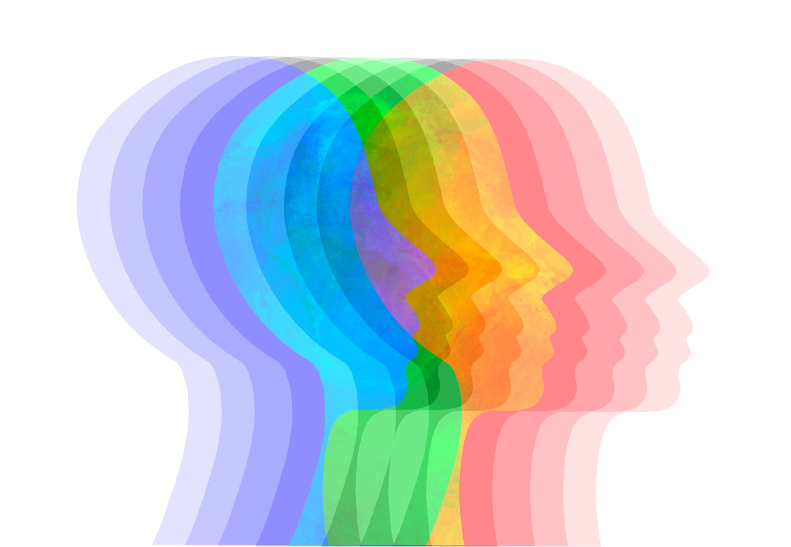stilisierter Kopf in mehreren Farben